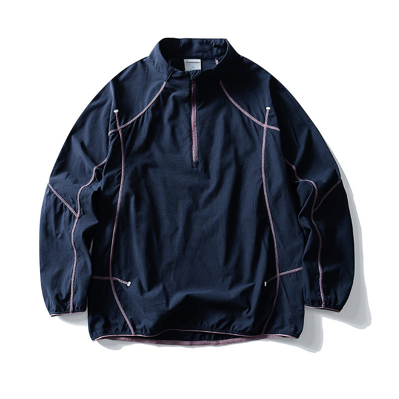 Unisex Lightweight Technical Half-Zip Wind Pullover with Ripstop, Raglan Sleeves and Elastic Hem Mune Fashion