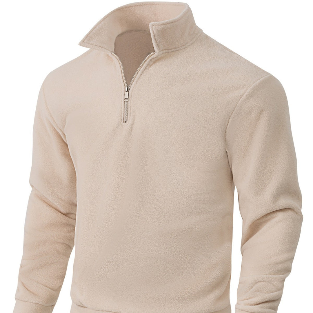 Men's Nano Fleece Half-Zip Pullover with Stand-Up Collar, Soft Teddy Fleece and Elastic Cuffs Mune Fashion