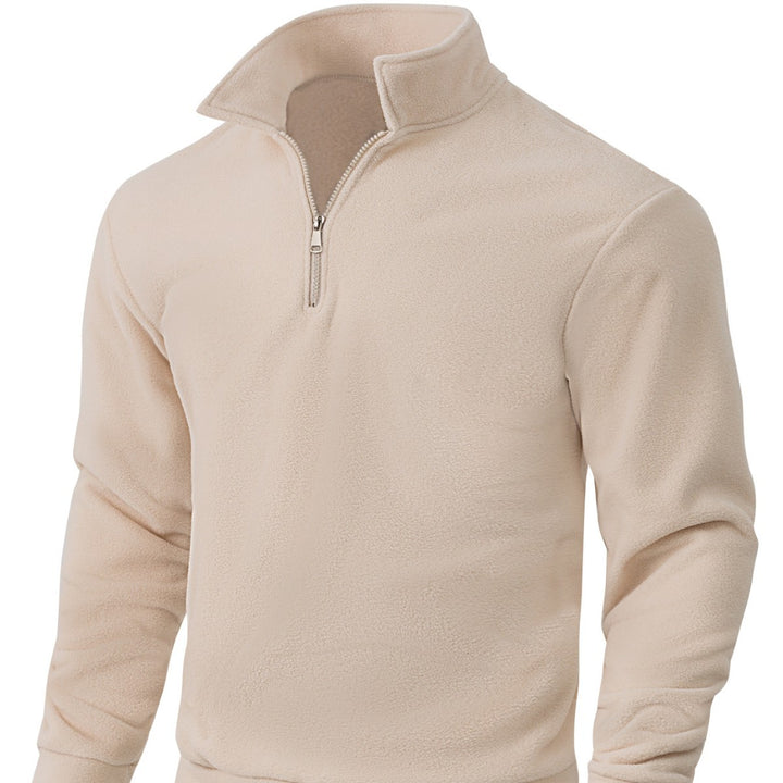 Men's Nano Fleece Half-Zip Pullover with Stand-Up Collar, Soft Teddy Fleece and Elastic Cuffs Mune Fashion