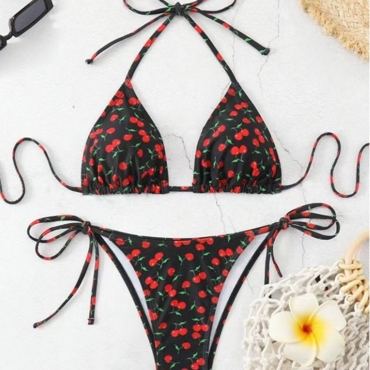 Women Triangle Bikini with playful cherry pattern Mune Fashion
