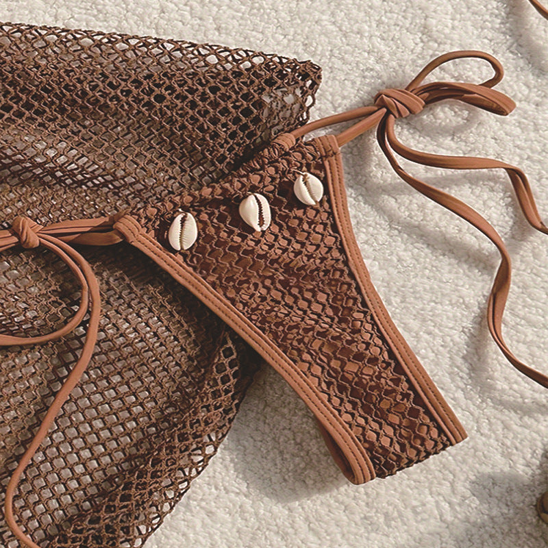 Women’s mesh bikini set with decorative shell details Mune Fashion