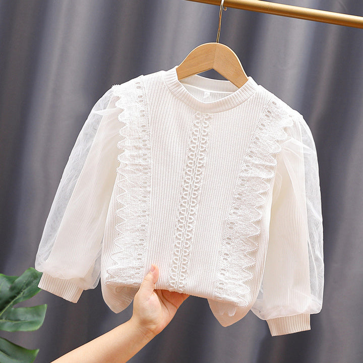Women's sweatshirt with tulle sleeves and ruffle details Mune Fashion