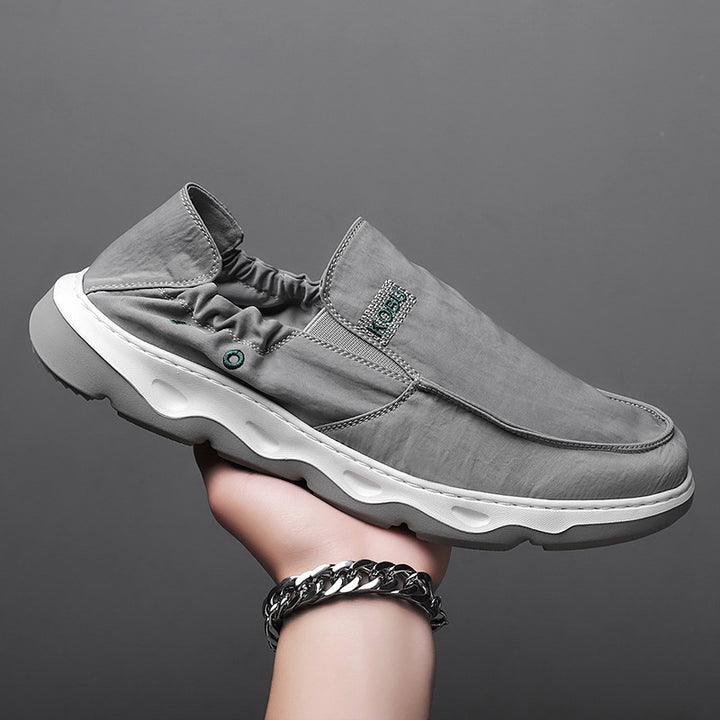 Men's elastic nubuck-look slipper with padded heel trim and shock-absorbing wave outsole Mune Fashion