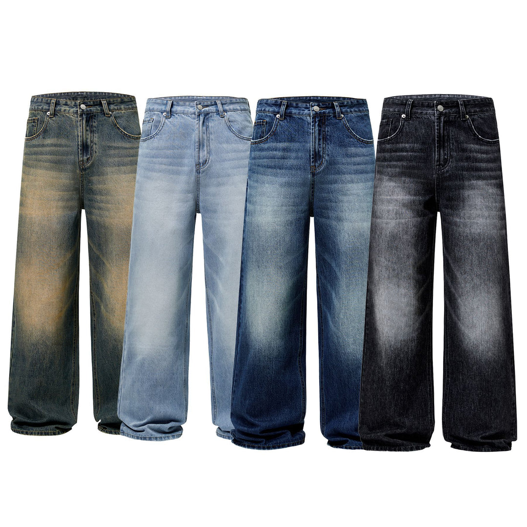 Men's Wide Jeans in Loose Fit with High Waist and Used Effect Mune Fashion