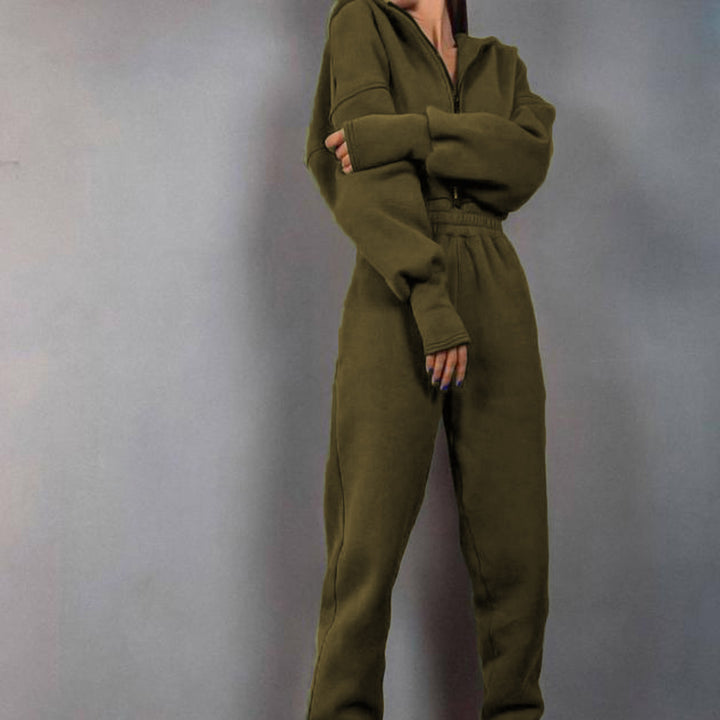 Women's short half-zip loungewear set with elastic waistband and oversized fit Mune Fashion