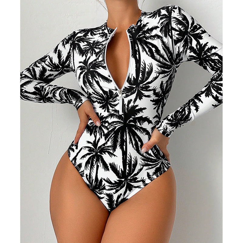 Women Longsleeve Swimsuit with practical zipper Mune Fashion