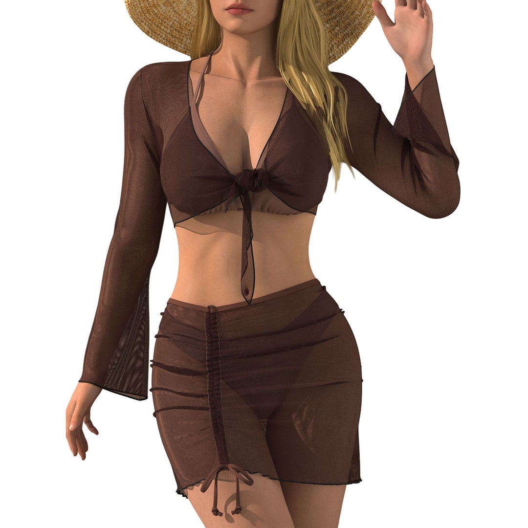 Women's Beach Outfit with Transparent Blouse Mune Fashion