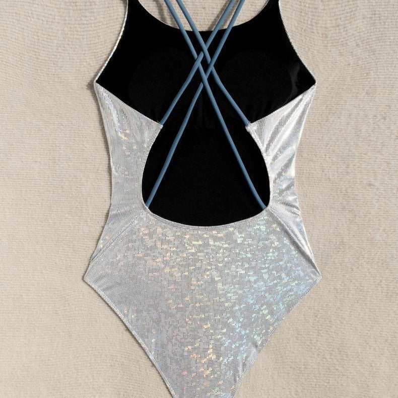 Ladies one-piece swimsuit with shimmering mesh design Mune Fashion