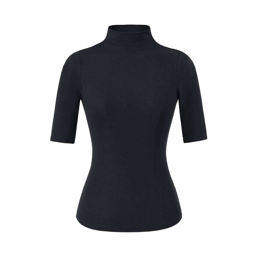 Women's Fitted Stand Collar Shirt with Half-Length Sleeves Mune Fashion