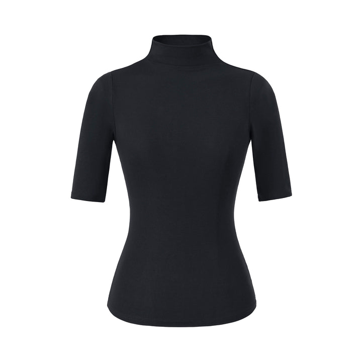 Women's Fitted Stand Collar Shirt with Half-Length Sleeves Mune Fashion