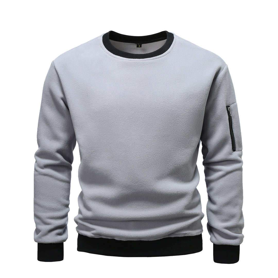 Men's fleece sweatshirt with round neck and arm pocket with zipper Mune Fashion
