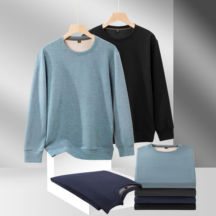 Men's Fine Crew Neck Sweatshirt made of Cotton Blend with Regular Fit and Ribbed Cuffs Mune Fashion