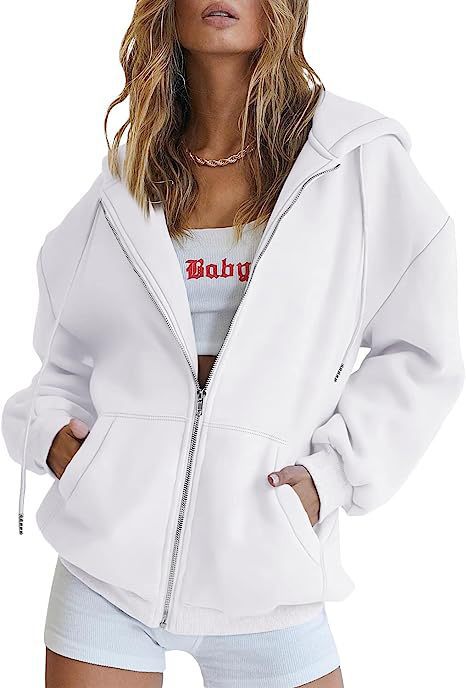 Women oversized hoodie jacket with full zip and kangaroo pockets Mune Fashion