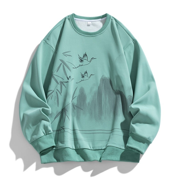 Unisex Oversize Sweatshirt with Brush Print & Ribbed Hem Mune Fashion