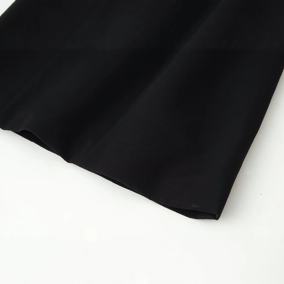 Women’s Short Shift Dress with Cut-Out, Emphasized Shoulder Area and Decorative Buttons Mune Fashion
