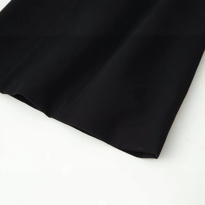 Women’s Short Shift Dress with Cut-Out, Emphasized Shoulder Area and Decorative Buttons Mune Fashion
