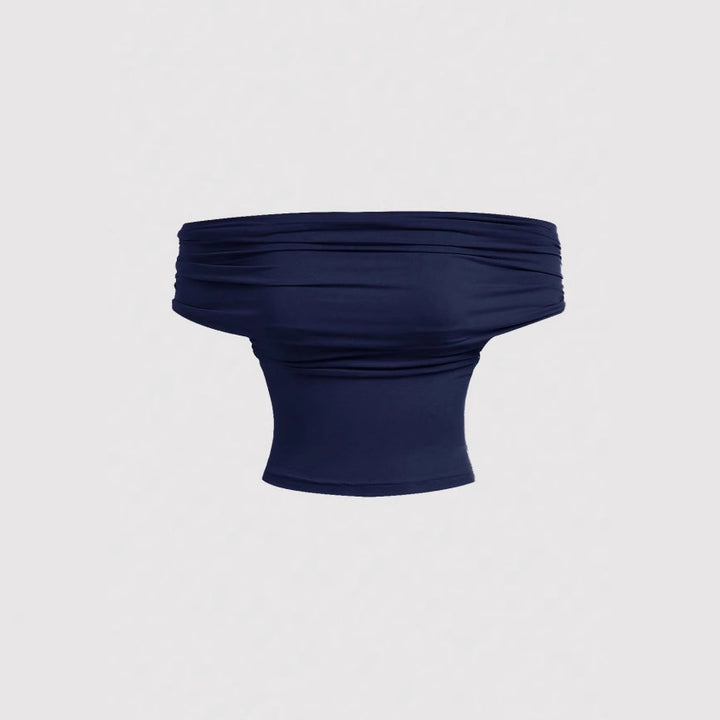 Women's Halter-Cropped-Top with Waterfall Neckline and Tailored Fit Mune Fashion