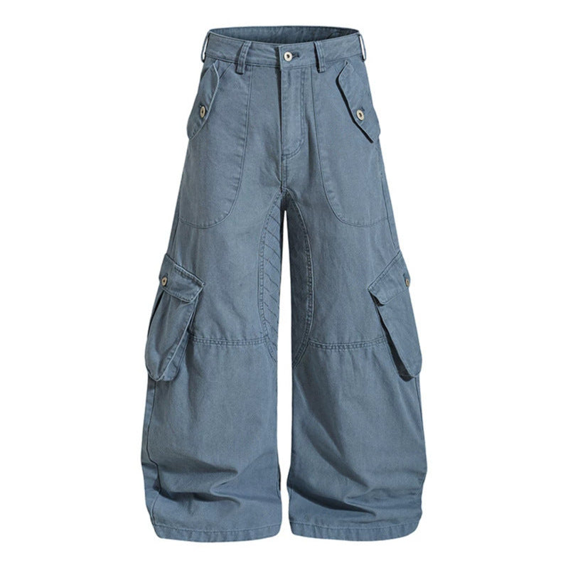 Women wide high-cut cargo culotte pants made of cotton blend with large flap pockets Mune Fashion