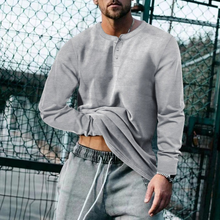 Men's Long Sleeve Henley made of lightweight cotton blend Mune Fashion