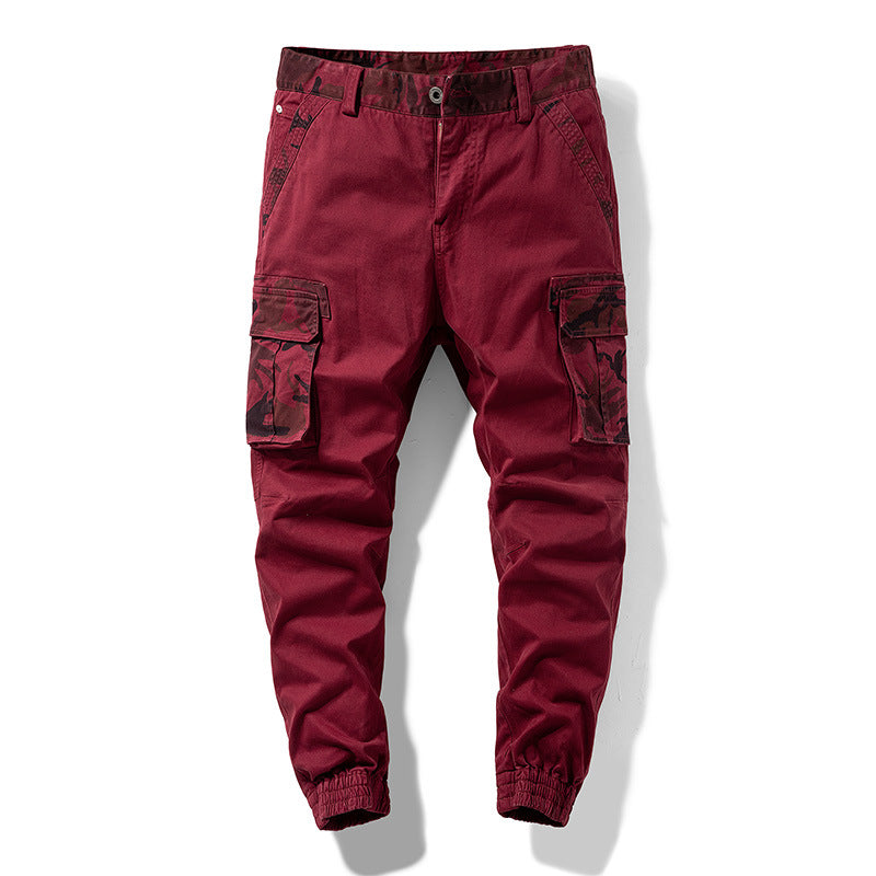 Men's cargo jogger pants with multifunctional pockets, elastic hem & camouflage accent Mune Fashion