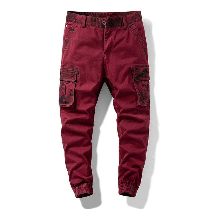 Men's cargo jogger pants with multifunctional pockets, elastic hem & camouflage accent Mune Fashion