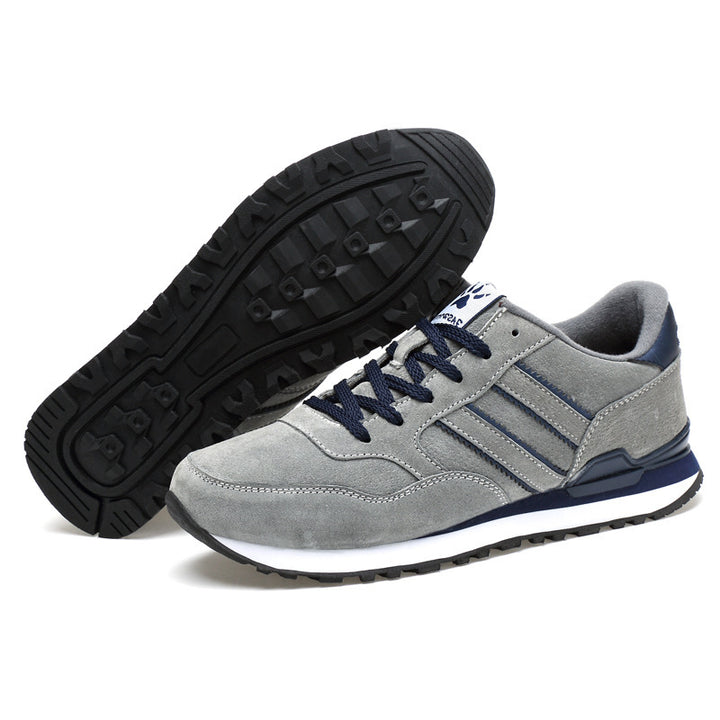 Men's Retro Suede Running Sneakers with Padded Heel Collar and Treaded Rubber Sole Mune Fashion