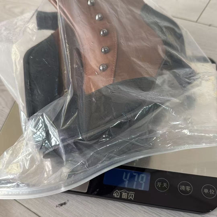 Women's Vintage Ankle Boot with Brogue Tip, Side Zipper and Mid-High Heel Mune Fashion