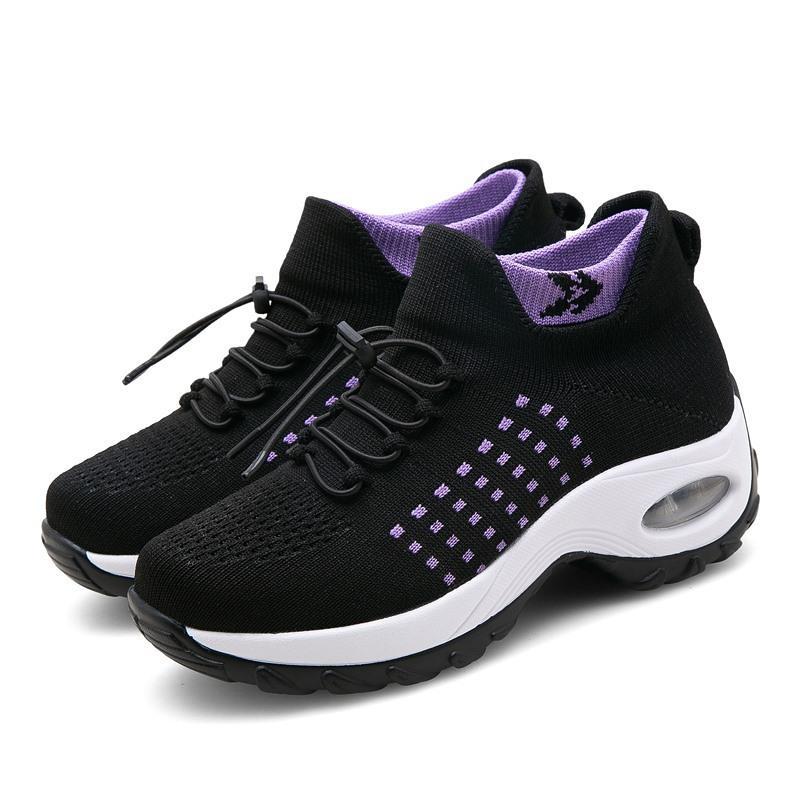 Women nan lightweight breathable knit sneakers with air cushion and high sock collar Mune Fashion