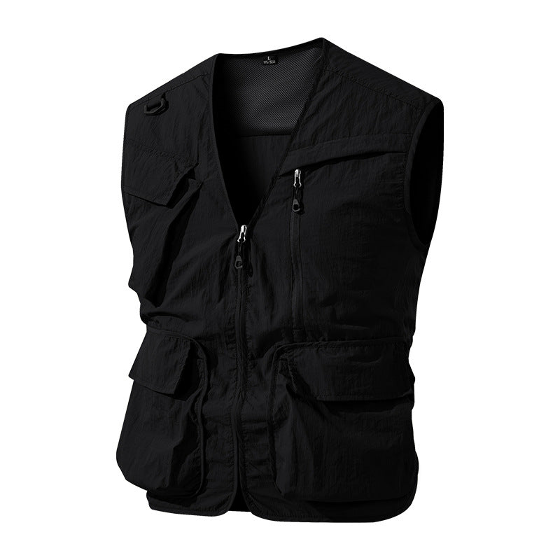 Men's Multifunctional Outdoor Utility Vest with Mesh Lining and Numerous Pockets Mune Fashion