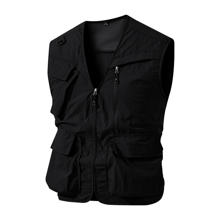 Men's Multifunctional Outdoor Utility Vest with Mesh Lining and Numerous Pockets Mune Fashion