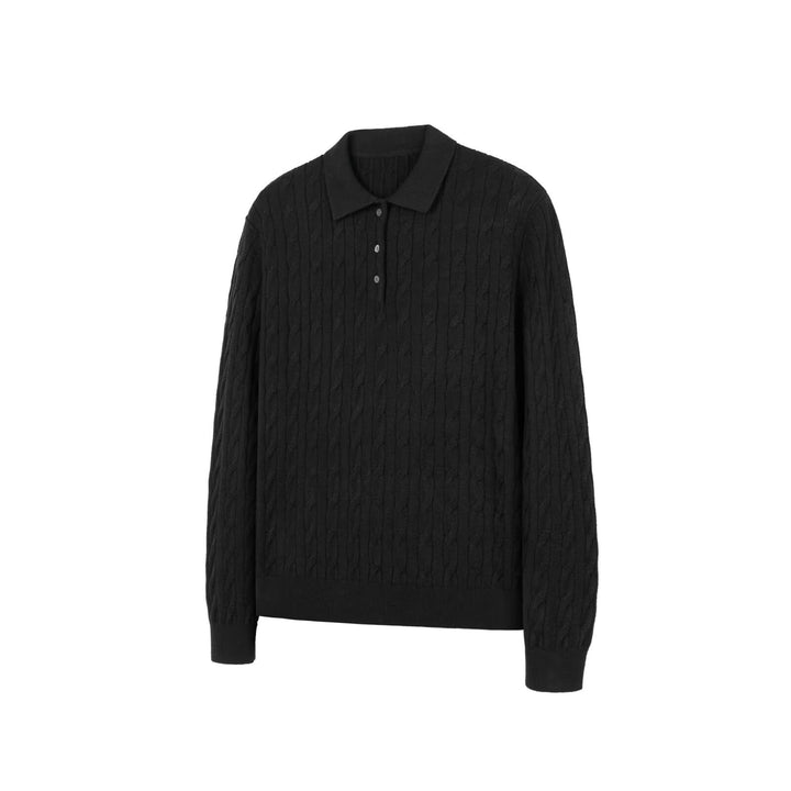 Men's Long Sleeve Pullover with Cable Pattern Mune Fashion