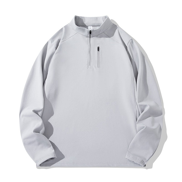 Men's Performance Half-Zip Training Pullover with Stand-Up Collar & Chest Zipper Mune Fashion