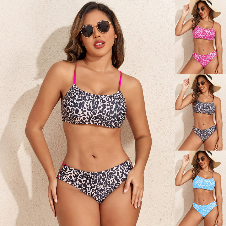 Women's Leopard Print Bikini Set with Sporty Details Mune Fashion