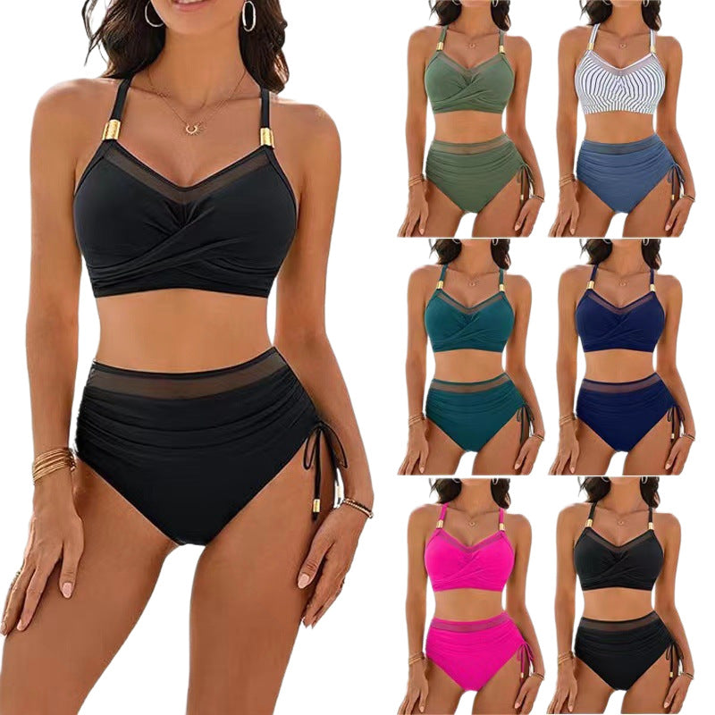 Women High-Quality Bikini Set with Transparent Accents and Fashionable Wrap Design Mune Fashion