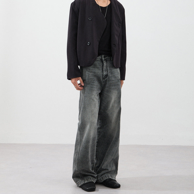 Men's Ultra Wide Contrast Stitch Denim Pants in Palazzo Cut Mune Fashion
