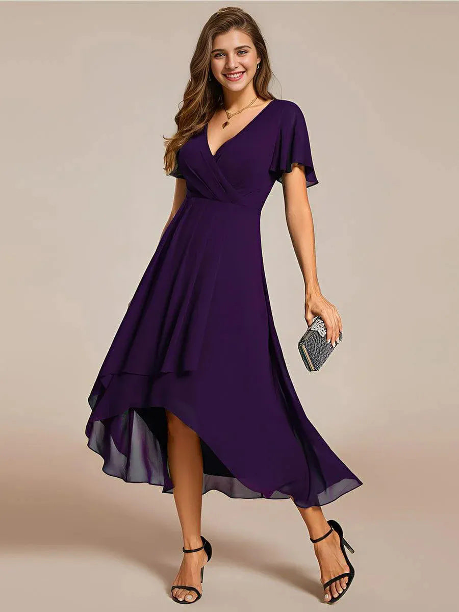 Women's Elegant Wrap Dress with Asymmetric Hem Mune Fashion