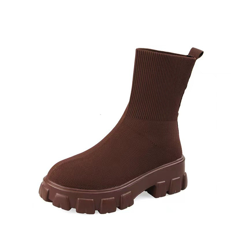 Women's knit ankle boots with sock-like shaft and distinctive profile sole Mune Fashion