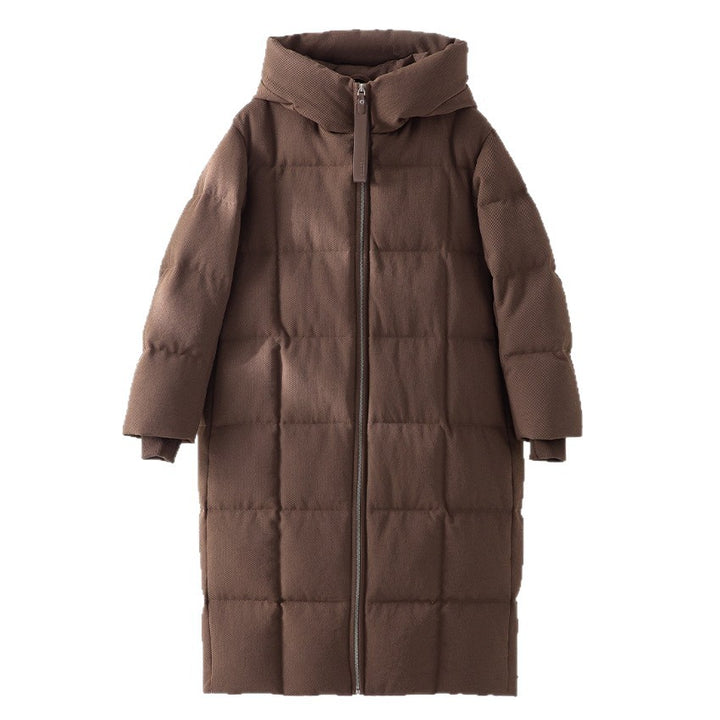 Women Long Cut Padded Stand Collar Coat with Two-Way Zipper Mune Fashion