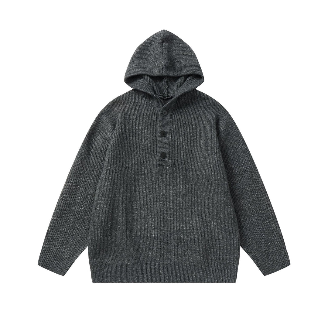 Unisex Ribbed Knit Hoodie with Half-Placket and Oversized Fit Mune Fashion