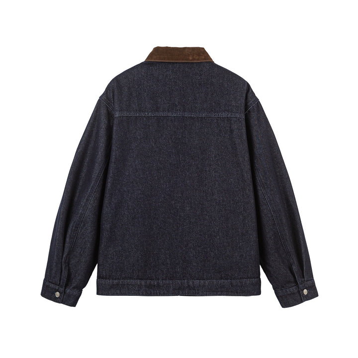 Unisex Boxy Denim Jacket with Velour Collar and Distinctive Carabiner Closures Mune Fashion