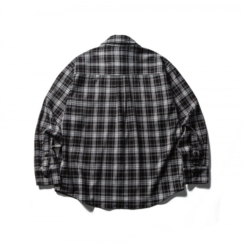 Men's Boxy Flannel Overshirt with Check Pattern, Full Button Placket and Curved Hem Mune Fashion