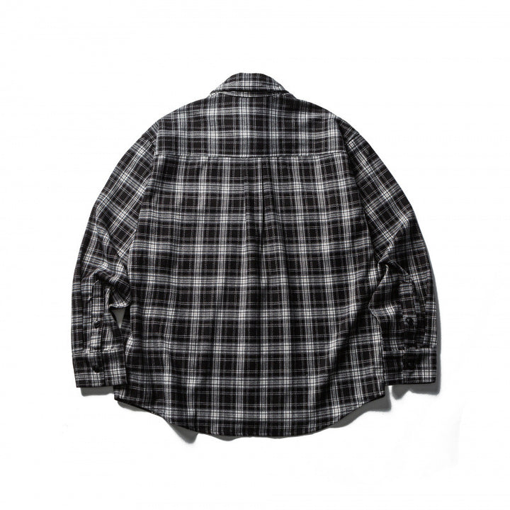 Men's Boxy Flannel Overshirt with Check Pattern, Full Button Placket and Curved Hem Mune Fashion