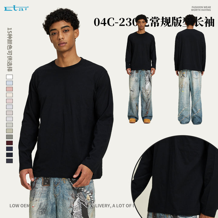 Unisex Long-sleeve Cotton Shirt with Round Neck and Fine Single Jersey Structure Mune Fashion