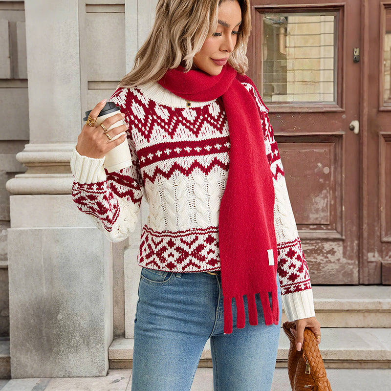 Women’s Norwegian knit sweater with cable pattern and Fair Isle jacquard Mune Fashion