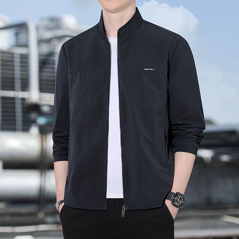 Men's Minimalist Comfort Training Jacket with Stand-Up Collar, Windproof Softshell Material and Concealed Zipper Pockets Mune Fashion