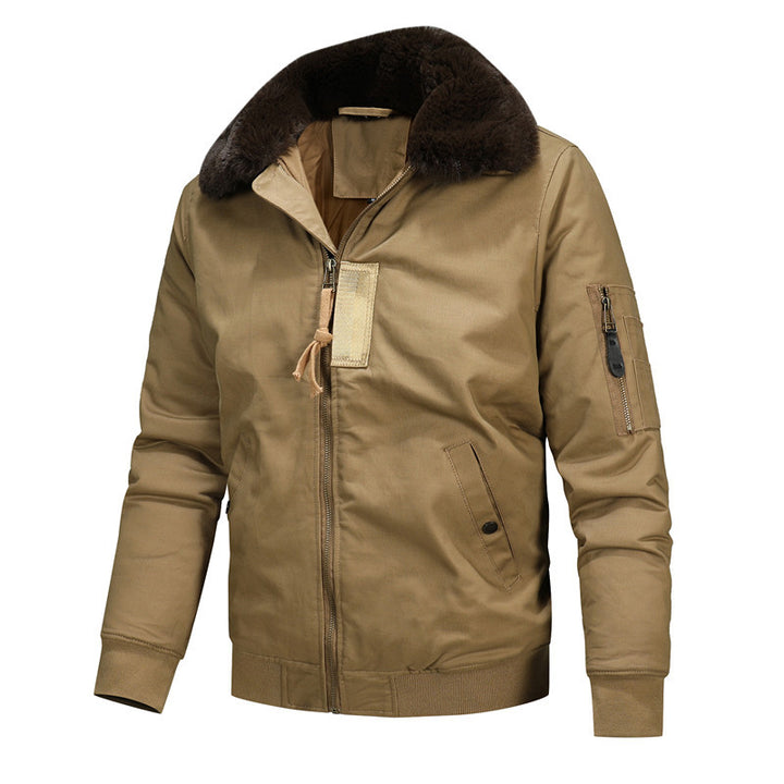 Men's canvas blouson with contrast sherpa collar and concealed utility pockets Mune Fashion