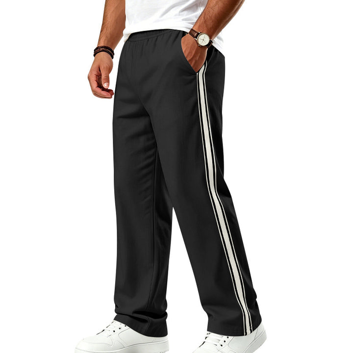 Men's Relaxed Track Pants with Side Double Stripe and Elastic Waist Mune Fashion