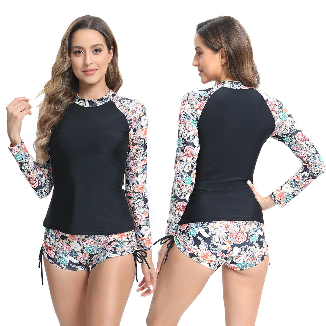 Women's UV Protection Rashguard Set with Floral Design Mune Fashion