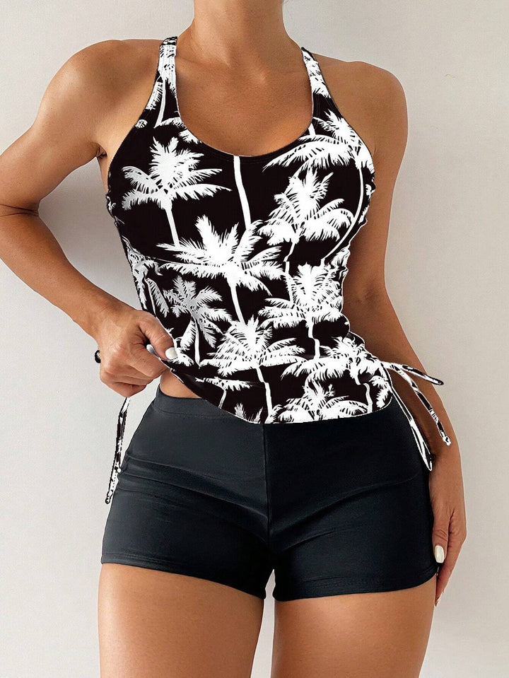 Women's Sporty Tankini Set with Adjustable Side Ties Mune Fashion