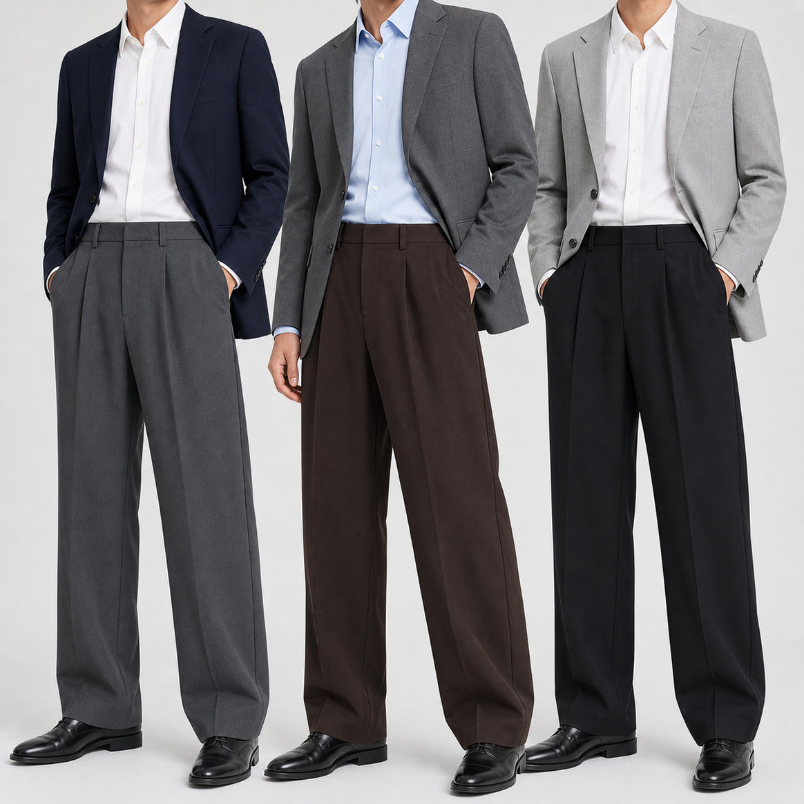 Men's Relaxed-Fit Pleated Trousers made of fine woven fabric with wide leg Mune Fashion
